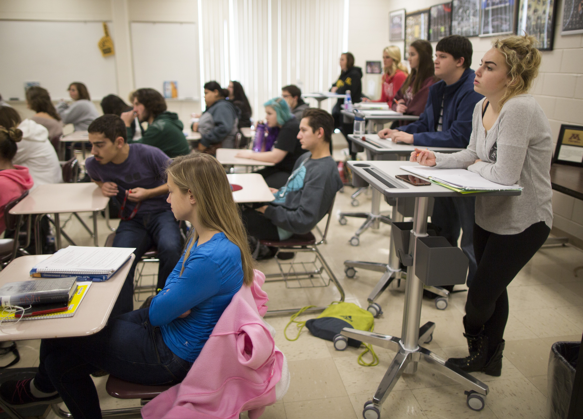 this is an image of students at varied desk heights